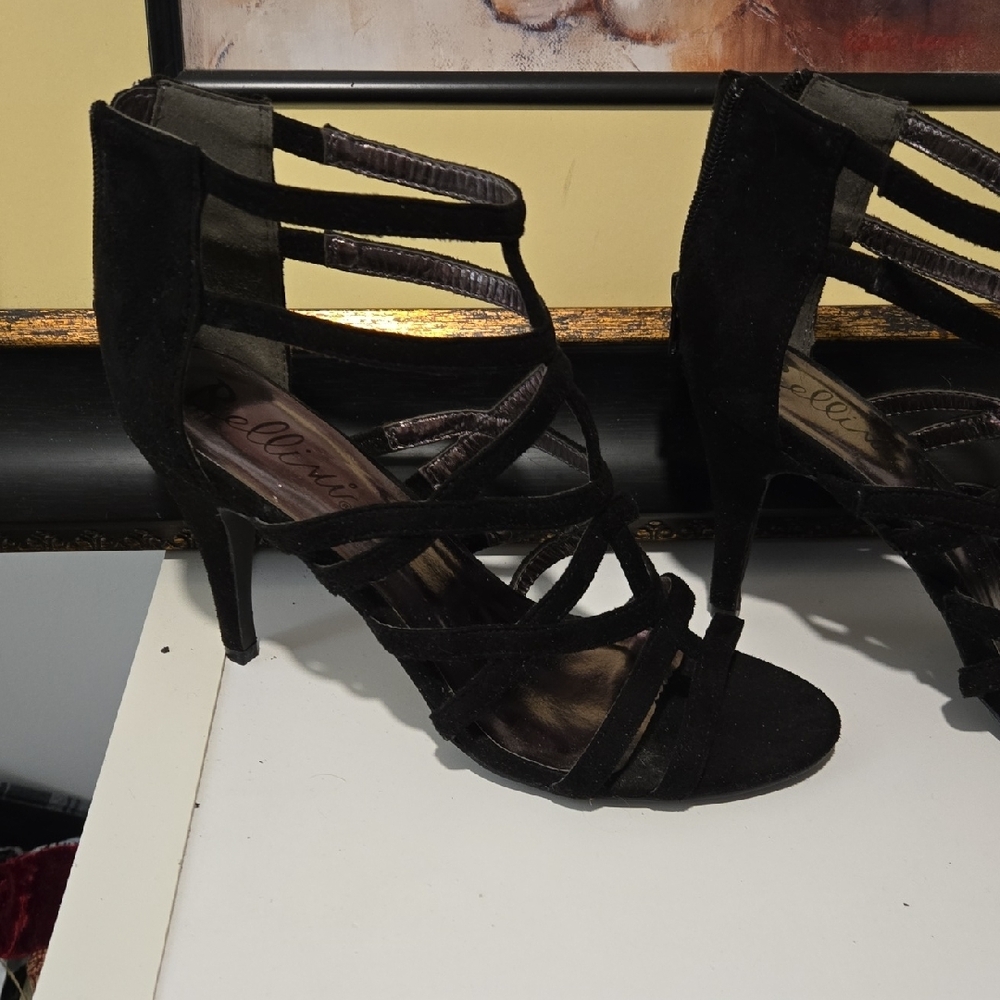 Bellini Black Stiletto Heels Strappy Sandals